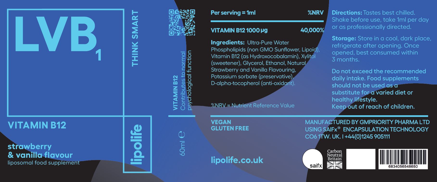 Liposomal Vitamin B12 Nutrient Information