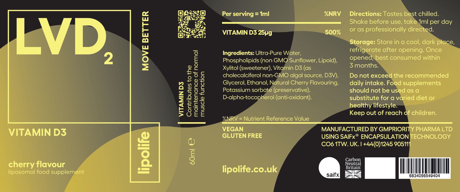 Liposomal Vitamin D3 Nutrient Information