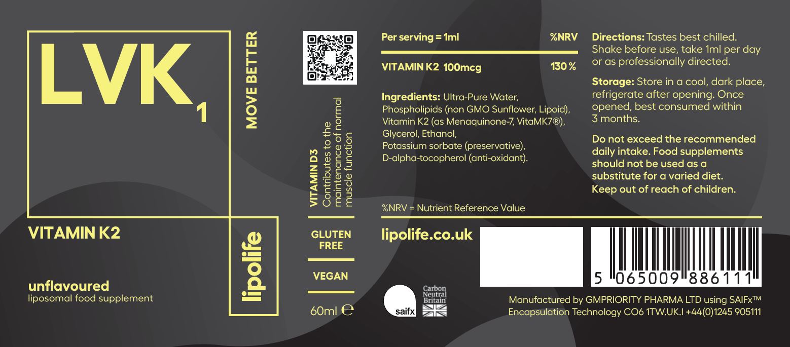 Liposomal Vitamin K2 Nutrient Information